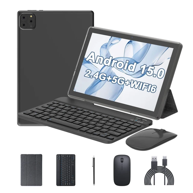 Alt view image 6 of 10 - Android 15 Tablet 10 Inch, 12(3+9) GB RAM+64GB ROM, 2 in 1 Tablets with Keyboard Case Mouse Stylus, 1.8GHz Five-core Processor, 1280 * 800 IPS HD Screen, 5G WiFi6 BT 5.3, 8MP Camera Tableta PC