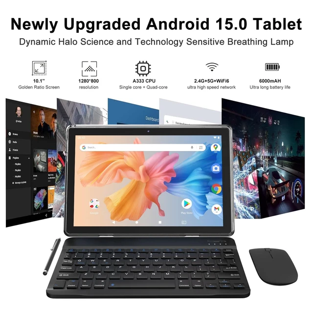 Alt view image 7 of 10 - Android 15 Tablet 10 Inch, 12(3+9) GB RAM+64GB ROM, 2 in 1 Tablets with Keyboard Case Mouse Stylus, 1.8GHz Five-core Processor, 1280 * 800 IPS HD Screen, 5G WiFi6 BT 5.3, 8MP Camera Tableta PC