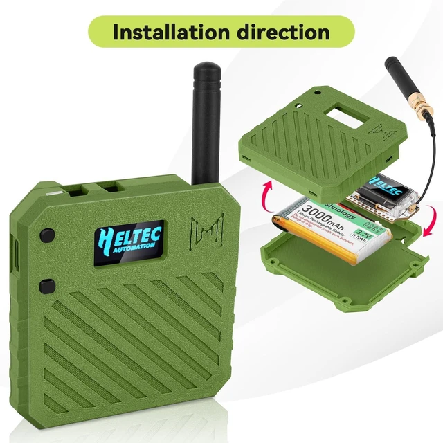 Alt view image 8 of 10 - 2Pack ESP32 LoRa V3 Development Board + 3.7V 3000mAh Battery + Custom Case Set - with 915MHz Meshtastic Antenna and SMA Antenna Surport WiFi Bluetooth LoRa V3 Devices for Arduino LoRawan IOT N33 Green