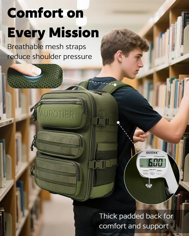 Alt view image 9 of 10 - Rolling Tactical Laptop Backpack, Underseat Travel Backpack with Wheels, 17 Inch Wheeled Military Computer Backpack for Men and Women, Roller Overnight Molle Outdoor Hiking College Carry on Luggage