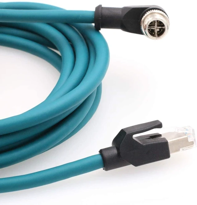 Alt view image 7 of 10 - Eonvic Ethernet Shielded Cable M12 X-Type 8 Position to RJ45 Cat 7e Waterproof Industrial Network High Flex Cable for Cognex (20M, Right Angle X-Code Blue)