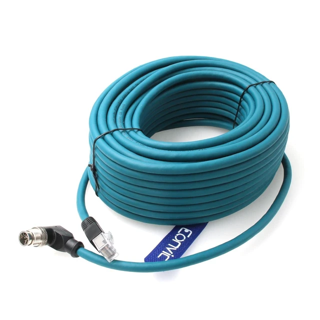 Alt view image 8 of 10 - Eonvic Ethernet Shielded Cable M12 X-Type 8 Position to RJ45 Cat 7e Waterproof Industrial Network High Flex Cable for Cognex (20M, Right Angle X-Code Blue)