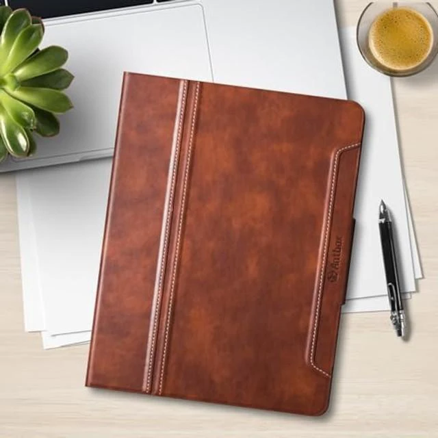 Alt view image 7 of 10 - Antbox for iPad Pro 13 Inch Case M5 2025/M4 2024, Built-in Pencil Holder, Supports Pencil Pro/(USB-C), Auto Sleep/Wake, PU Leather (Brown)