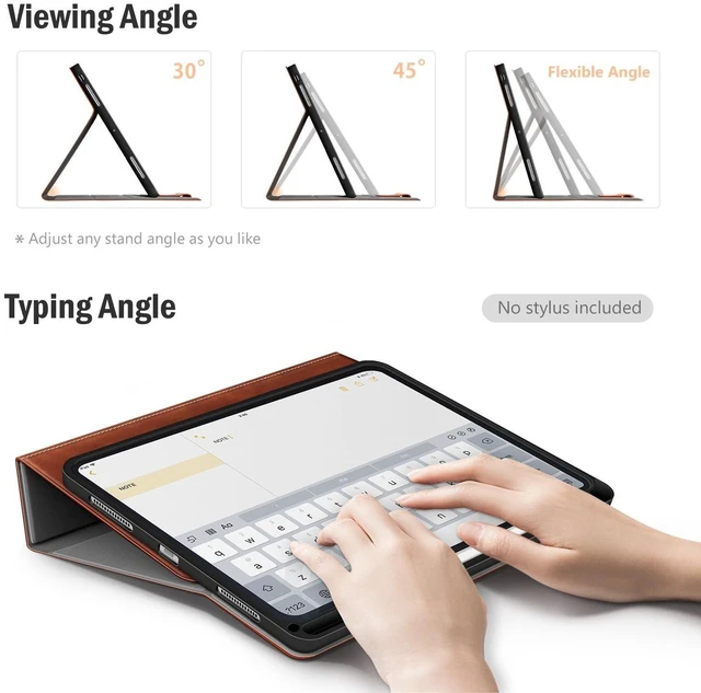 Alt view image 9 of 10 - Antbox for iPad Pro 13 Inch Case M5 2025/M4 2024, Built-in Pencil Holder, Supports Pencil Pro/(USB-C), Auto Sleep/Wake, PU Leather (Brown)