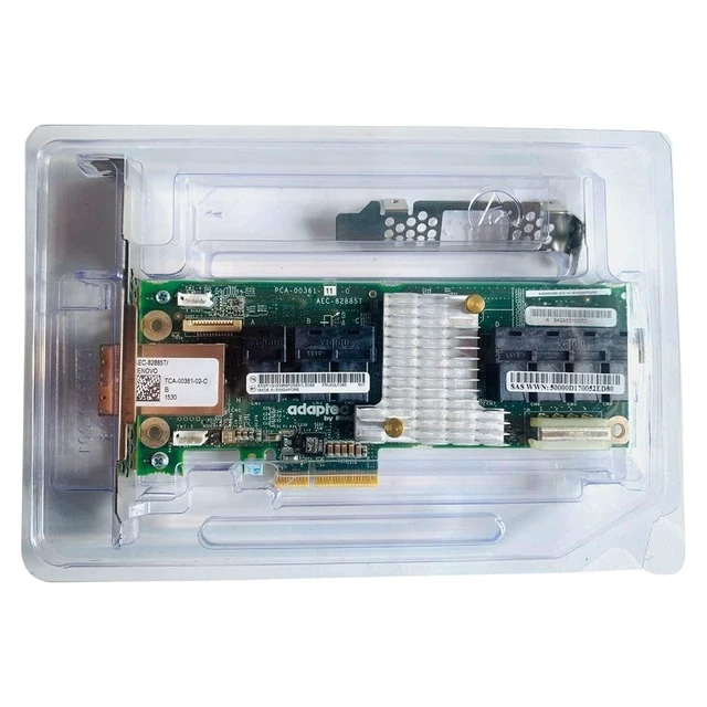 Alt view image 8 of 10 - 12Gb/s SAS Expander Card Adaptec AEC-82885T, 9-Connector (7X Internal SFF-8643 + 2X External SFF-8644), PCIe Slot Power, SES-2/SGPIO, for LSI HBA/RAID, TrueNAS unRAID Proxmox ESXi JBOD