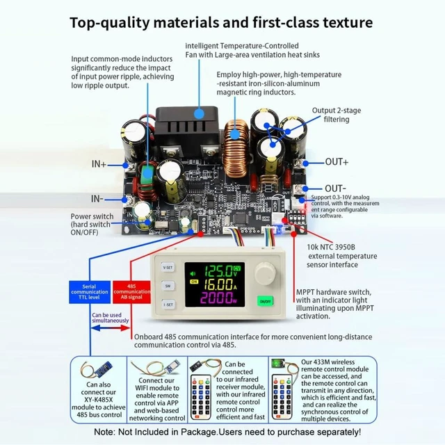 Alt view image 10 of 10 - DC Buck Converter, 12V-140V to 0.5V-125V DC-DC Step Down Module CVCC Adjustable Buck Voltage Converter with LCD Controller