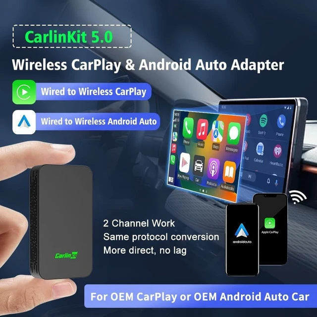 Alt view image 7 of 10 - Carlinkit 5.0 Android Auto & Wireless CarPlay Adapter,Plug & Plug, Two Channel Connection, Online Update,for Cars with OEM Android Auto & Wired CarPlay (2016-2026), 10s Auto-Connect