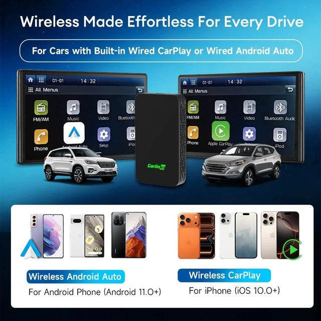 Alt view image 9 of 10 - Carlinkit 5.0 Android Auto & Wireless CarPlay Adapter,Plug & Plug, Two Channel Connection, Online Update,for Cars with OEM Android Auto & Wired CarPlay (2016-2026), 10s Auto-Connect
