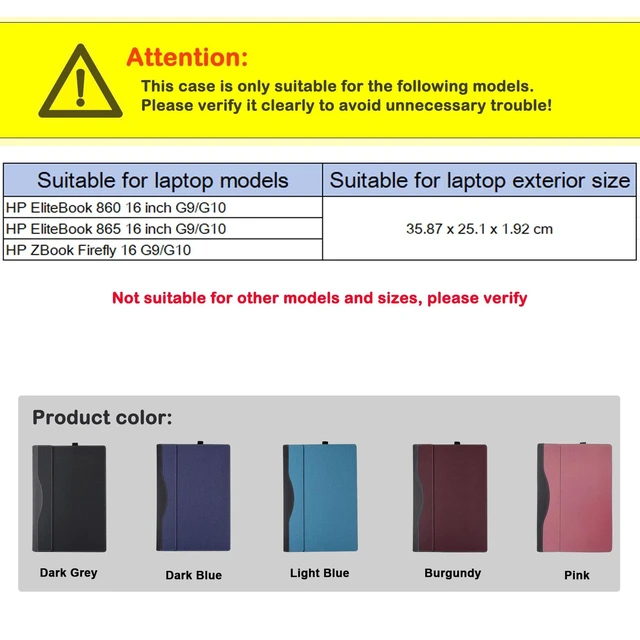 Alt view image 7 of 10 - 16 inch Laptop Case Cover for HP EliteBook 860/865 G9 G10 Sleeve & ZBook Firefly,Detachable PU Leather Protective Shell Bag with Pen Holder (Dark Grey)