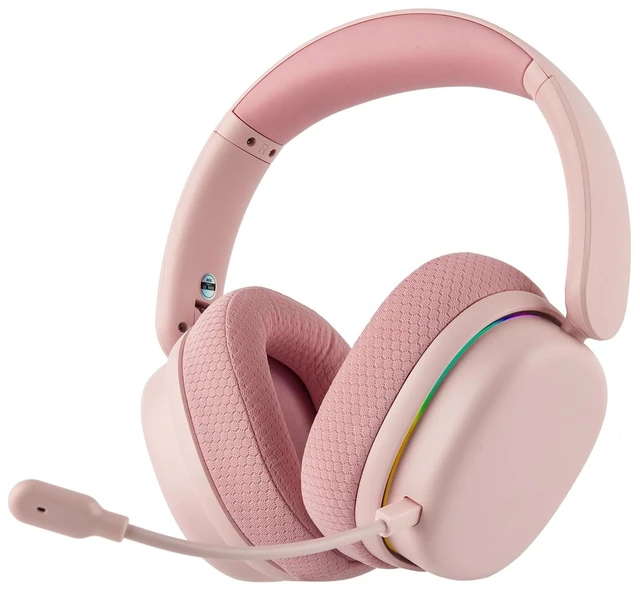 Alt view image 8 of 14 - X Aula G7 Pro Wireless Gaming Headset, Dual Mode BT5.3 & 2.4GHz, 7.1 Surround Sound, 80+ Hour Battery, RGB Light, with Noise Canceling Mic for PS5, PS4, Switch, PC (Pink)