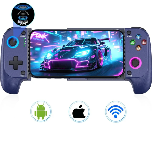 Alt view image 8 of 14 - Mobile Gaming Controller for iPhone/Android, Wireless Phone Controller with Hall Joysticks, Mobile Controller Phone Case Support for Xbox Game Pass, Steam Link & More, Blue