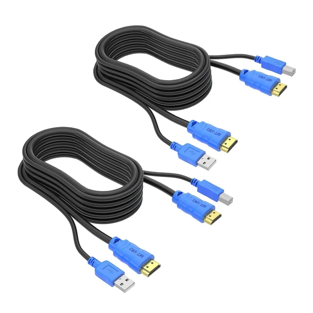 Alt view image 2 of 2 - 2 Packs USB HDMI KVM Cable 10ft 4K HDMI USB A to HDMI USB B Twin Cord for Standard KVM Switch 10ft