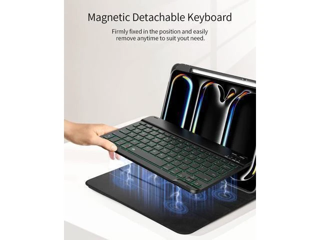 Alt view image 8 of 10 - TiMOVO Keyboard Case with Pen Slot for iPad Pro 11 Inch M4 (2024), iPad Pro 11 inch Keyboard Case with Backlight, Magnetic Detachable Keyboard for iPad Pro 11 Inch (A2837/A3006), Navy Blue