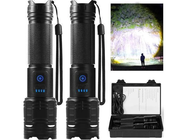 Alt view image 8 of 14 - Rechargeable Flashlights 990 000 High Lumen 2 Pack Super Bright LED Flashlight with 5 Modes High Powered Flash Light for Home Camping Outdoor