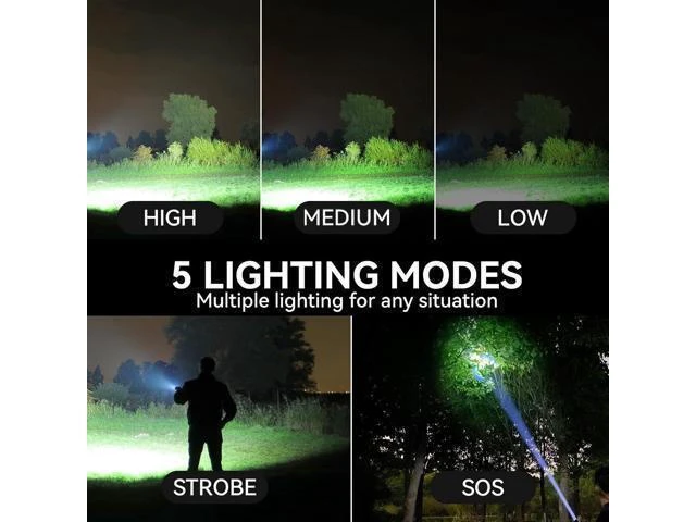 Alt view image 11 of 14 - Rechargeable Flashlights 990 000 High Lumen 2 Pack Super Bright LED Flashlight with 5 Modes High Powered Flash Light for Home Camping Outdoor