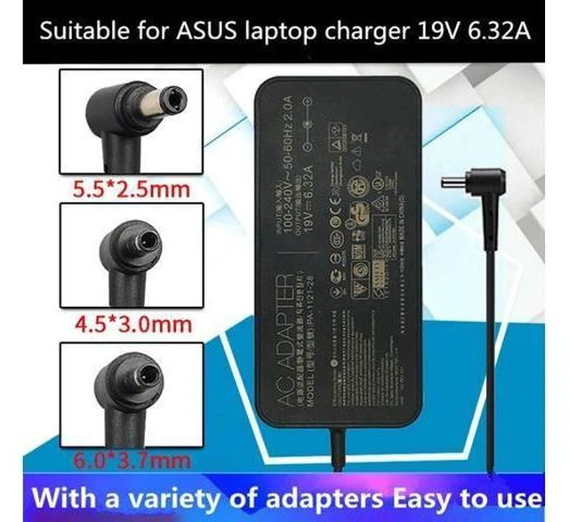 Alt view image 13 of 14 - New 19V 6.32A 120W Laptop Adapter A15-120P1A PA-1121-28 AC Power Charger for FX504 UX510UW N56J N56VM N56VZ N750 N500 G50 N53S N55 Laptop