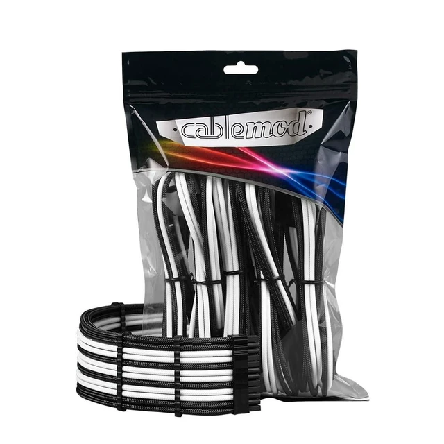 Alt view image 5 of 8 - CableMod Pro ModMesh Sleeved 12VHPWR StealthSense Cable Extension Kit (Black + White, 16-pin to Triple 8-pin)
