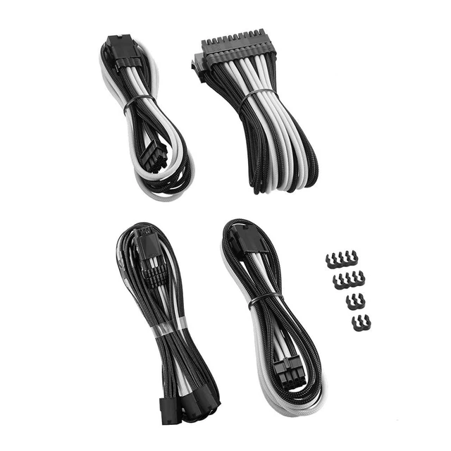 Alt view image 6 of 8 - CableMod Pro ModMesh Sleeved 12VHPWR StealthSense Cable Extension Kit (Black + White, 16-pin to Triple 8-pin)