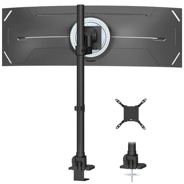 Alt view image 6 of 10 - Heavy Duty Monitor-Arm Ultrawide for 24-57 - Extra Tall Aluminum Single Monitor Mount Holds up to 59.4 lbs, Adjustable Desk Mount Stand, VESA 75/100/200 mm, Black