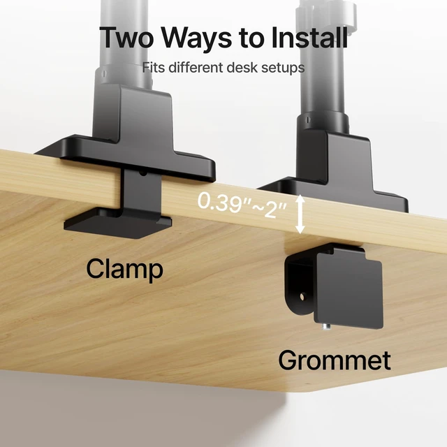 Alt view image 10 of 10 - monTEK Tall Single Monitor Arm for 17 to 45 Inch Curved Screen Adjustable Upgraded Heavy Duty Ultrawide Monitor Arm Holds 35 Lbs Cable Management with C Clamp, Grommet Base, VESA 75/100mm, MA1007PBK