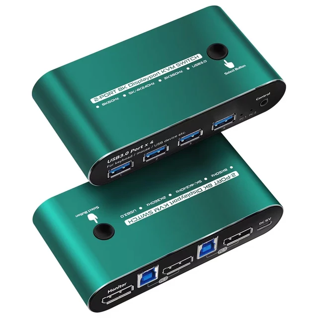 Alt view image 6 of 10 - Displayport Kvm Switch 1 Monitors 2 Computers 240hz 2 Port kvm Switches displayport 165hz PC Switch 1 Monitor 2 Computers dp 1440p 120hz 144hz 165hz 240hz