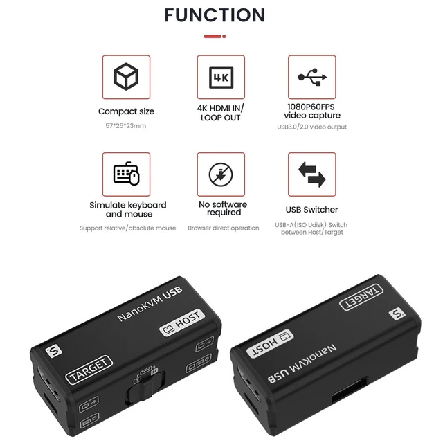 Alt view image 8 of 10 - youyeetoo Sipeed NanoKVM-USB, 4K KVM, Finger-Sized, for Servers/SBCs, Convenient Operation and Maintenance/Tools for Multi-Device Collaboration, USB-KVM (Black,Tool Kit Package)