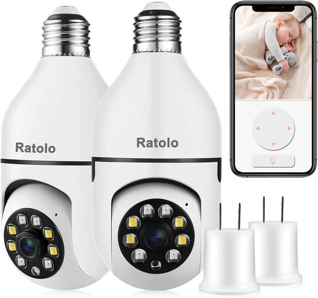 Alt view image 8 of 14 - Security Camera Indoor Wireless with 64GB Memory Card(2 Packs) 1080P WiFi Outdoor Home E27 360 Degree Panoramic Home Security Cameras IP Camera Motion Detection and Alarm Two-Way Audio