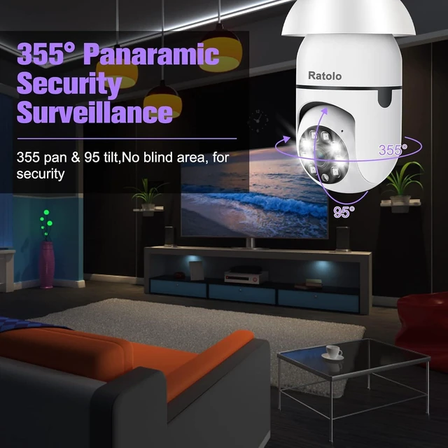Alt view image 14 of 14 - Security Camera Indoor Wireless with 64GB Memory Card(2 Packs) 1080P WiFi Outdoor Home E27 360 Degree Panoramic Home Security Cameras IP Camera Motion Detection and Alarm Two-Way Audio