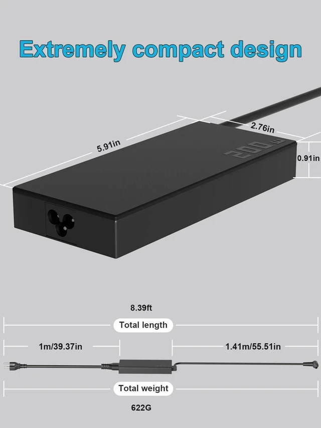 Alt view image 11 of 14 - 200W AC Charger Compatible with ASUS TUF Dash F15 FX517 FX516 TUF F15 A15 F17 A17 FX507 FA507 FX707 FA707 FA506 FX506 FA706 ROG Strix G15 G17 G513 Zephyrus G15 GA503 Zenbook UX7602 Laptop