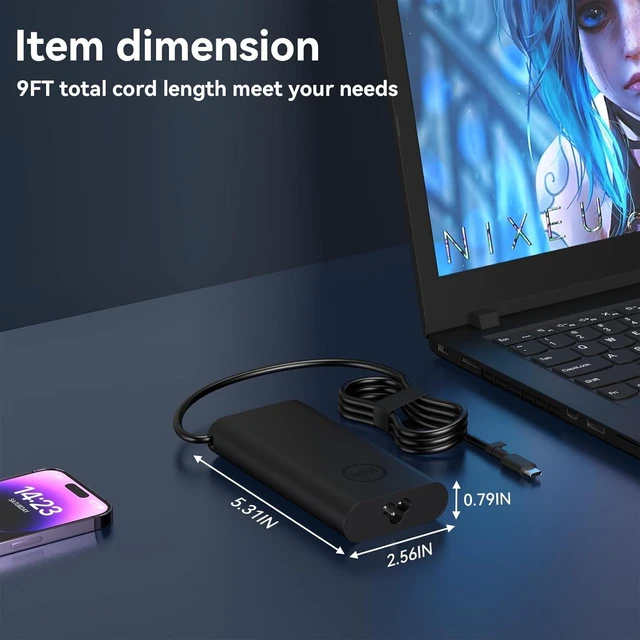 Alt view image 13 of 14 - 165W USB C Charger Type C AC Power Adapter Compatible with Dell Precision 5680 5690 Mobile Workstations Pro Max 16 18 Plus MC16250 MB16250 MB18250 28V 5.893A Laptop Charger