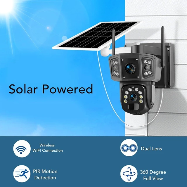 Alt view image 9 of 14 - WiFi Solar Security Cameras, for APP Connection PIR Motion Detection, Home Security Systems 8MP HD Outdoor Camera for Home with Solar Panel Power