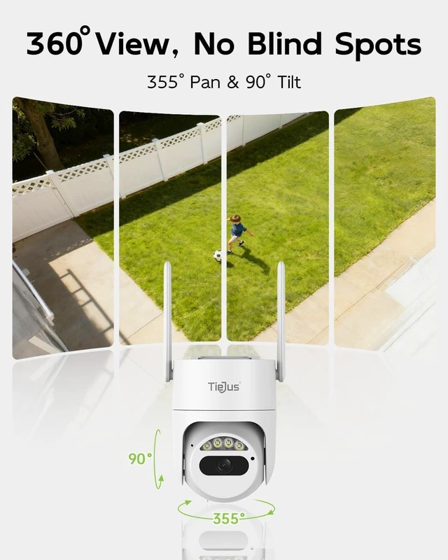 Alt view image 10 of 14 - 3MP Security Camera Outdoor - 2.4G/5G Wi-Fi, 24/7 Recording Wired Power, 360° Pan-Tilt View 2.4G/5G Security Cameras Wireless Outdoor, 2K Solar Camera for Home Security
