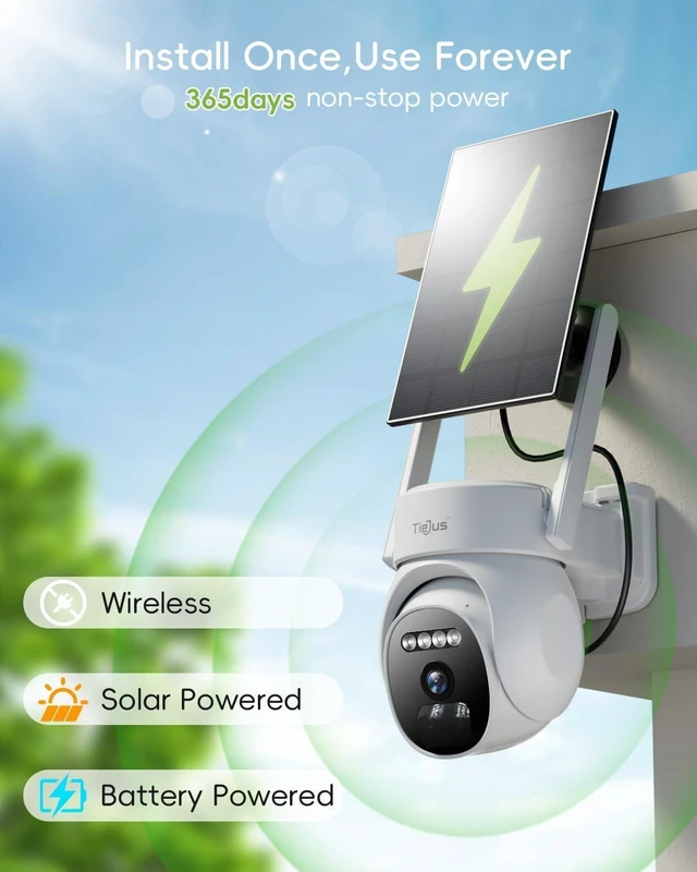 Alt view image 13 of 14 - 3MP Security Camera Outdoor - 2.4G/5G Wi-Fi, 24/7 Recording Wired Power, 360° Pan-Tilt View 2.4G/5G Security Cameras Wireless Outdoor, 2K Solar Camera for Home Security