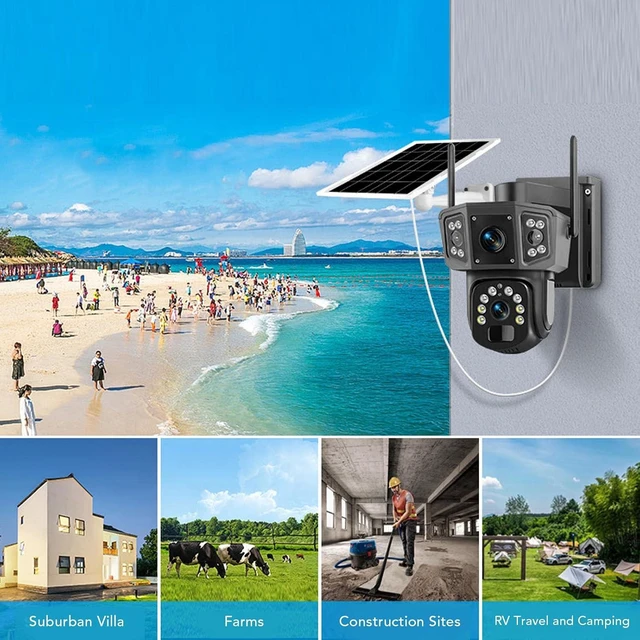 Alt view image 12 of 14 - WiFi Solar Security Cameras, for APP Connection PIR Motion Detection, Home Security Systems 8MP HD Outdoor Camera for Home with Solar Panel Power