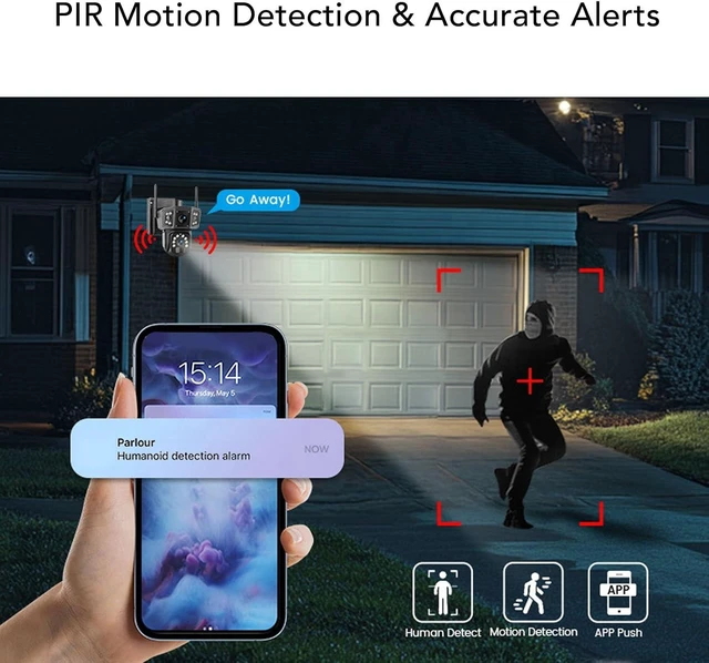 Alt view image 13 of 14 - WiFi Solar Security Cameras, for APP Connection PIR Motion Detection, Home Security Systems 8MP HD Outdoor Camera for Home with Solar Panel Power