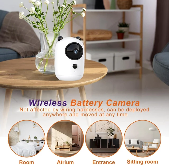 Alt view image 10 of 14 - 2K Security Camera Wireless 2.4GHz WiFi Indoor Cameras for Home Battery Powered Security Indoor Camera for Baby/Pet/Elder 2 Way Audio Night Vision Works with Alexa 24/7 SD Card Storage