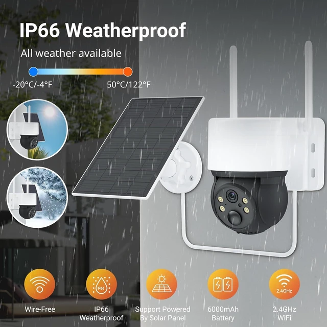 Alt view image 11 of 14 - Solar Cameras for Home Security, Security Cameras Wireless Outdoor, 360° Pan & Tilt View, Battery-Powered Outdoor Camera with PIR Motion Detection, Two-Way Audio, Night Vision, Compatible with Alexa