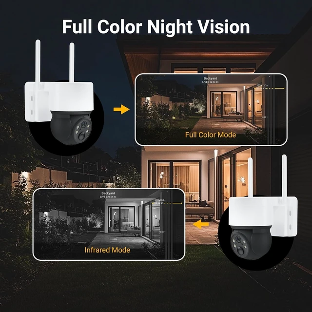 Alt view image 13 of 14 - Solar Cameras for Home Security, Security Cameras Wireless Outdoor, 360° Pan & Tilt View, Battery-Powered Outdoor Camera with PIR Motion Detection, Two-Way Audio, Night Vision, Compatible with Alexa