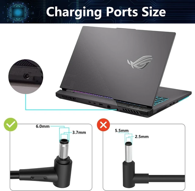 Alt view image 6 of 6 - 240W Ac Charger Fit for Asus Rog Zephyrus G14 G16 M16 S15 S17, Flow X16, Tuf A15 A17 F15 F17, Vivobook Pro 16X 15X Strix Scar 15 17 G15 G17, ProArt StudioBook 15 16 17 Power Supply ADP-240EB B