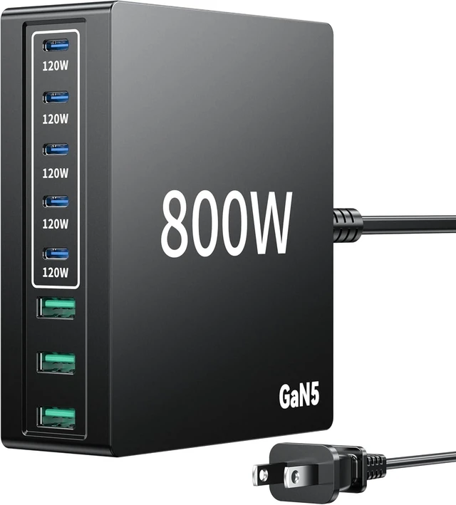 Alt view image 8 of 14 - 880W USB C Charger Block Charging Station 8 Port Fast Chager 140W PD PPS AVS HUB Laptop MacBook Charger Compatible with All iPhone 17 Pro Max/17 Air/16 SE/Samsung Galaxy 25/ MacBook Pro/Air/iPad Pro
