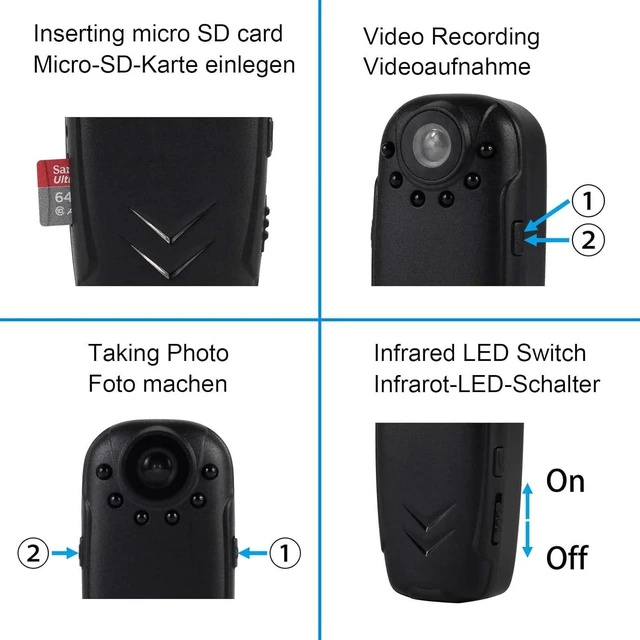 Alt view image 10 of 10 - Wearable Video Camera 32GB 1080P 8 Hours Recording Time Body Camera