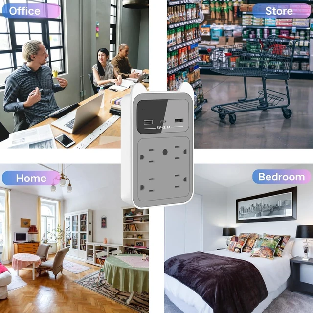 Alt view image 12 of 12 - USB Charger Camera - Wall Outlet Camera - Full HD 2K Mini Wireless Nanny Cam - 120° Degree Wide Angle for Discreet Indoor Security (Grey)
