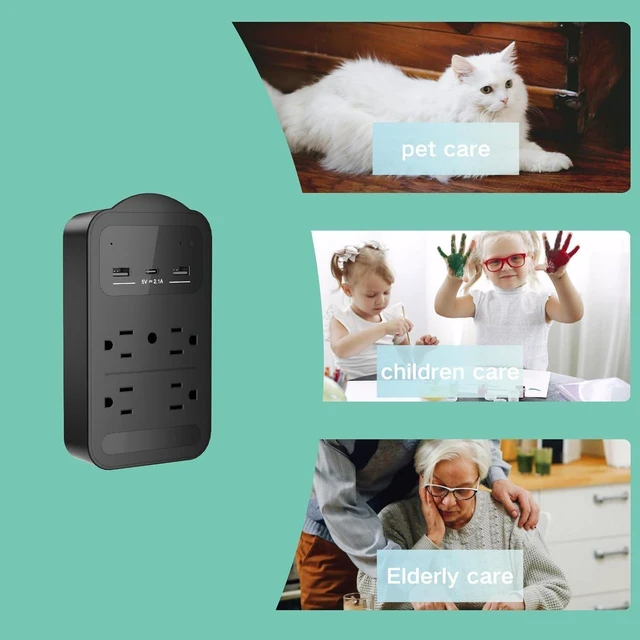 Alt view image 9 of 14 - 2026 Upgraded 4K WiFi Nanny Cam Hidden Camera with Night Vision,Wireless Outlet Charger Camera,Motion Detection|SD Storage Indoor Camera for Pet|Home|Office-Black (Black) (Black)