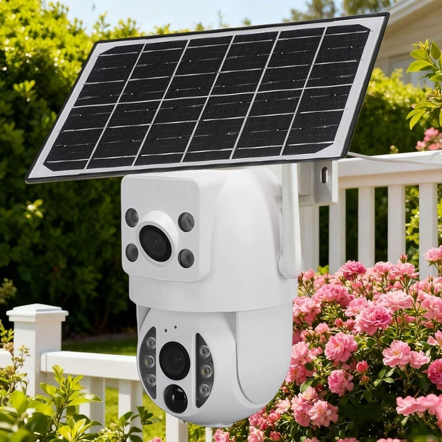 Alt view image 10 of 14 - Solar Security Camera, Wireless Outdoor Security Camera with Dual 3MP Lens 2K Resolution and 8000mAh Battery, for Home and Motion Detection