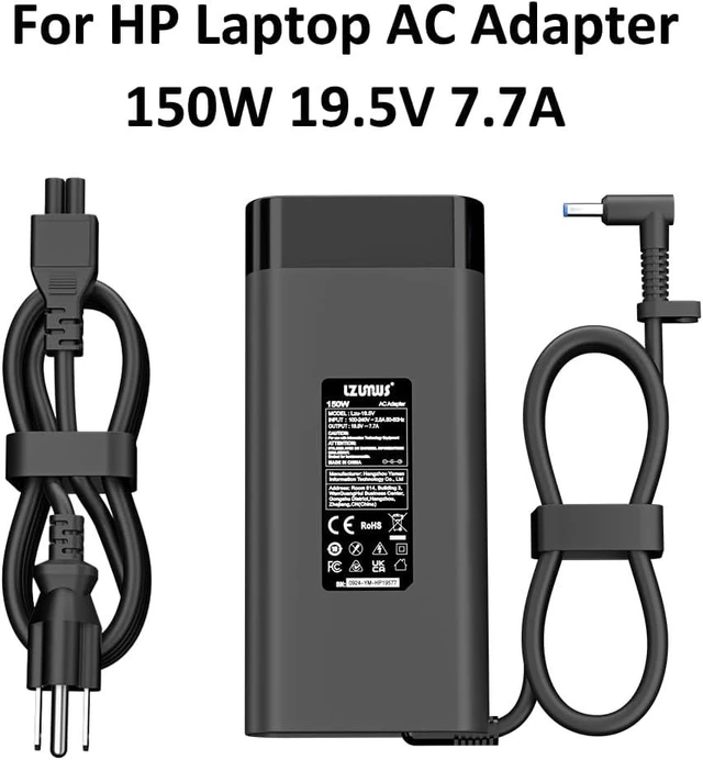 Alt view image 9 of 14 - 150W AC Adapter for HP Laptop Charger 19.5V/7.7A Power Supply with 4.5x3.0mm Tip Compatible with HP Victus/OMEN 15 17 /Pavilion Gaming/ZBook Fury/Studio