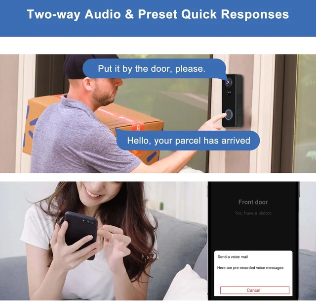 Alt view image 12 of 14 - Doorbell Camera Wireless, Head-to-Toe Video, 2K HD Live View, Two-Way Talk,Smart Video Doorbell with Chime,no Subscription,Battery Powered,Motion Detection &Alerts,Works with Alexa &Google(2.4G WiFi)