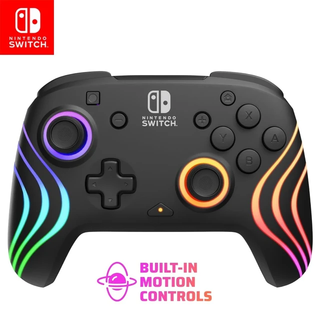 Alt view image 7 of 12 - Afterglow Wave Wireless RGB Gaming Controller for Nintendo Switch 2 | Nintendo Switch Lite, OLED, RGB LED Lighting, App Customization, Rechargeable 20-Hr Battery, 2 Mappable Back Buttons, Black