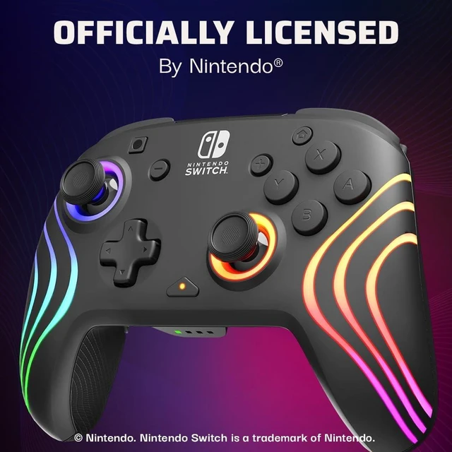 Alt view image 9 of 12 - Afterglow Wave Wireless RGB Gaming Controller for Nintendo Switch 2 | Nintendo Switch Lite, OLED, RGB LED Lighting, App Customization, Rechargeable 20-Hr Battery, 2 Mappable Back Buttons, Black