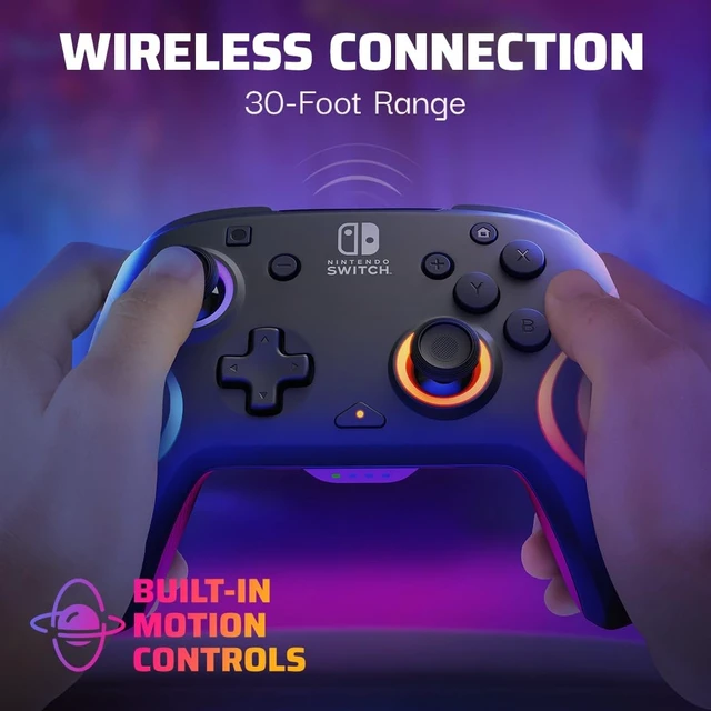 Alt view image 11 of 12 - Afterglow Wave Wireless RGB Gaming Controller for Nintendo Switch 2 | Nintendo Switch Lite, OLED, RGB LED Lighting, App Customization, Rechargeable 20-Hr Battery, 2 Mappable Back Buttons, Black