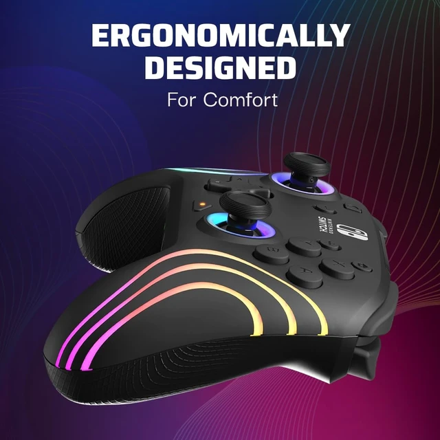 Alt view image 12 of 12 - Afterglow Wave Wireless RGB Gaming Controller for Nintendo Switch 2 | Nintendo Switch Lite, OLED, RGB LED Lighting, App Customization, Rechargeable 20-Hr Battery, 2 Mappable Back Buttons, Black